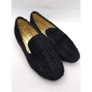 Avec Modération Italy Mazzarina Leather Black Faux Fur? Loafers EU38.5 US8/ 8.5
